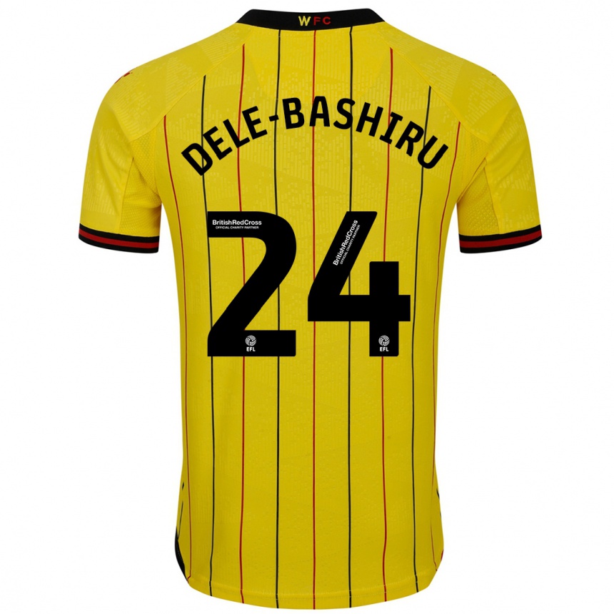 Kids Football Tom Dele-Bashiru #24 Yellow Black Home Jersey 2024/25 T-Shirt Canada