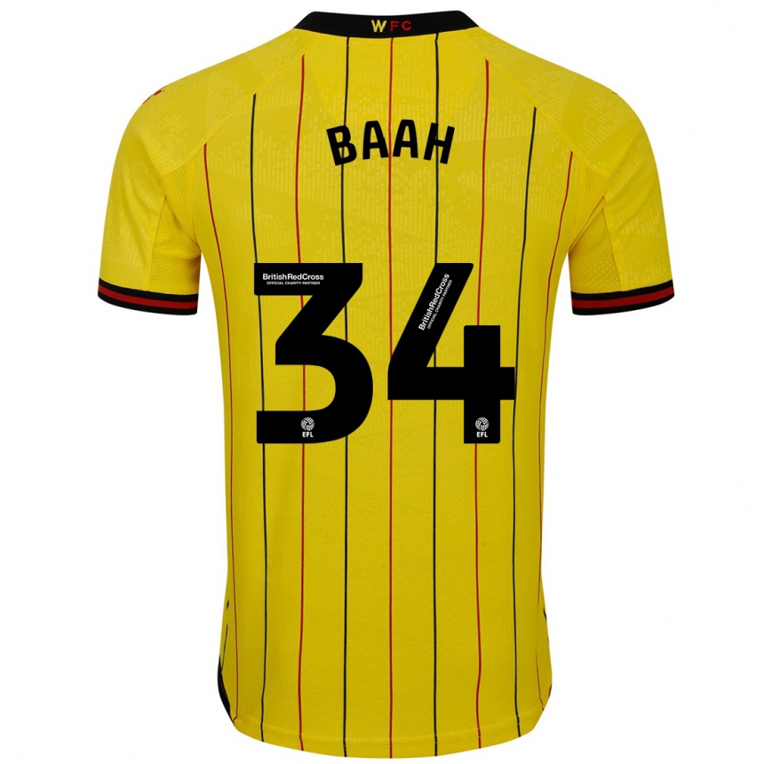 Kids Football Kwadwo Baah #34 Yellow Black Home Jersey 2024/25 T-Shirt Canada