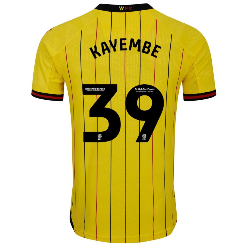 Kids Football Edo Kayembe #39 Yellow Black Home Jersey 2024/25 T-Shirt Canada