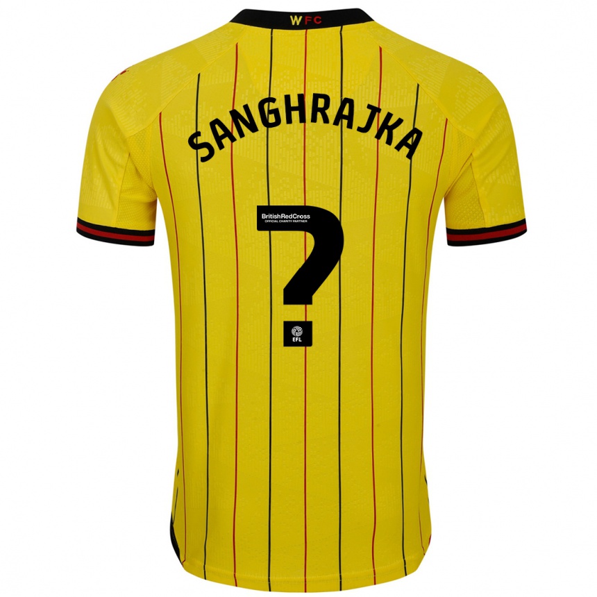 Kids Football Amar Sanghrajka #0 Yellow Black Home Jersey 2024/25 T-Shirt Canada