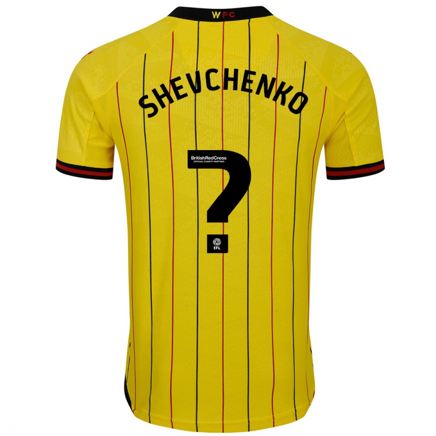 Kids Football Kristian Shevchenko #0 Yellow Black Home Jersey 2024/25 T-Shirt Canada