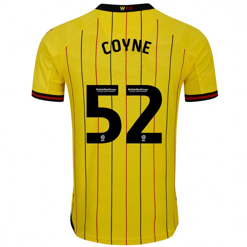 Kids Football Aidan Coyne #52 Yellow Black Home Jersey 2024/25 T-Shirt Canada