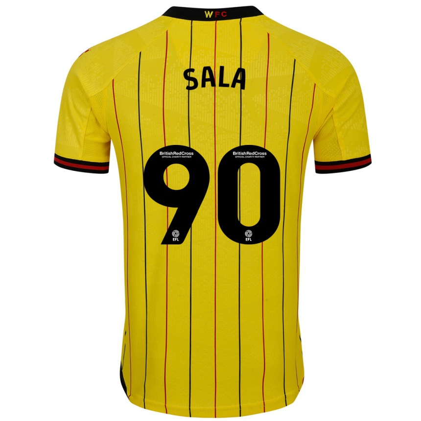 Kids Football Joel Sala #90 Yellow Black Home Jersey 2024/25 T-Shirt Canada