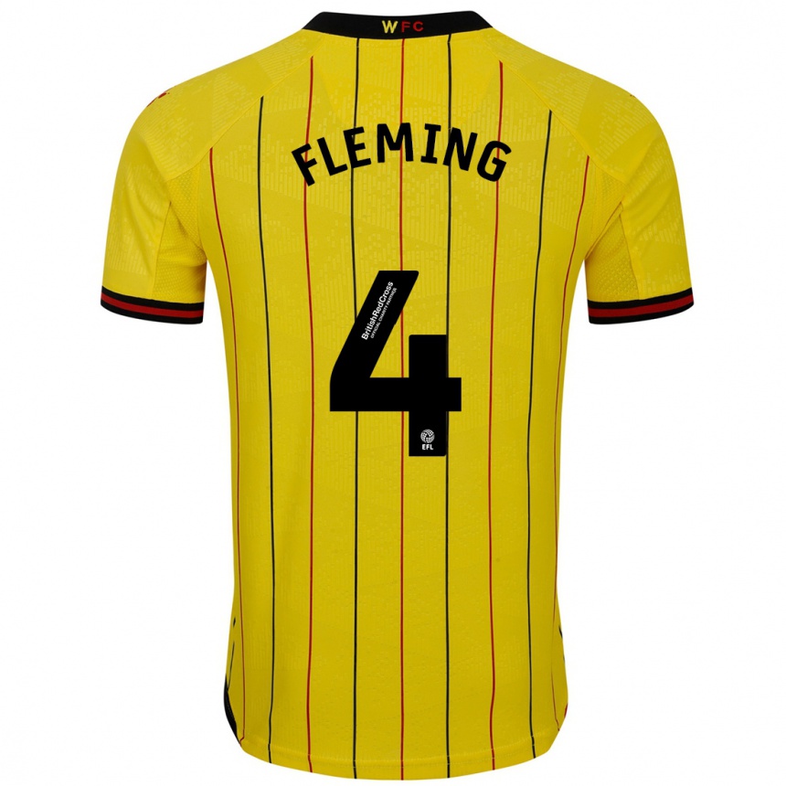 Kids Football Charlotte Fleming #4 Yellow Black Home Jersey 2024/25 T-Shirt Canada