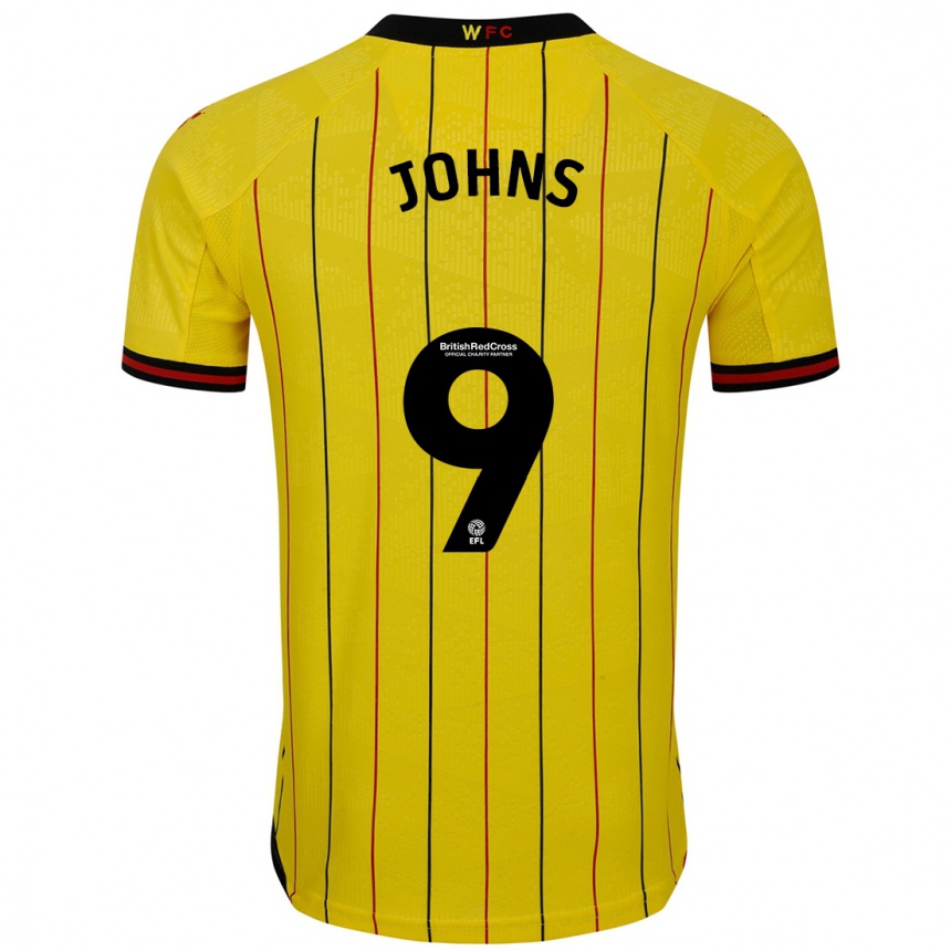 Kids Football Carly Johns #9 Yellow Black Home Jersey 2024/25 T-Shirt Canada