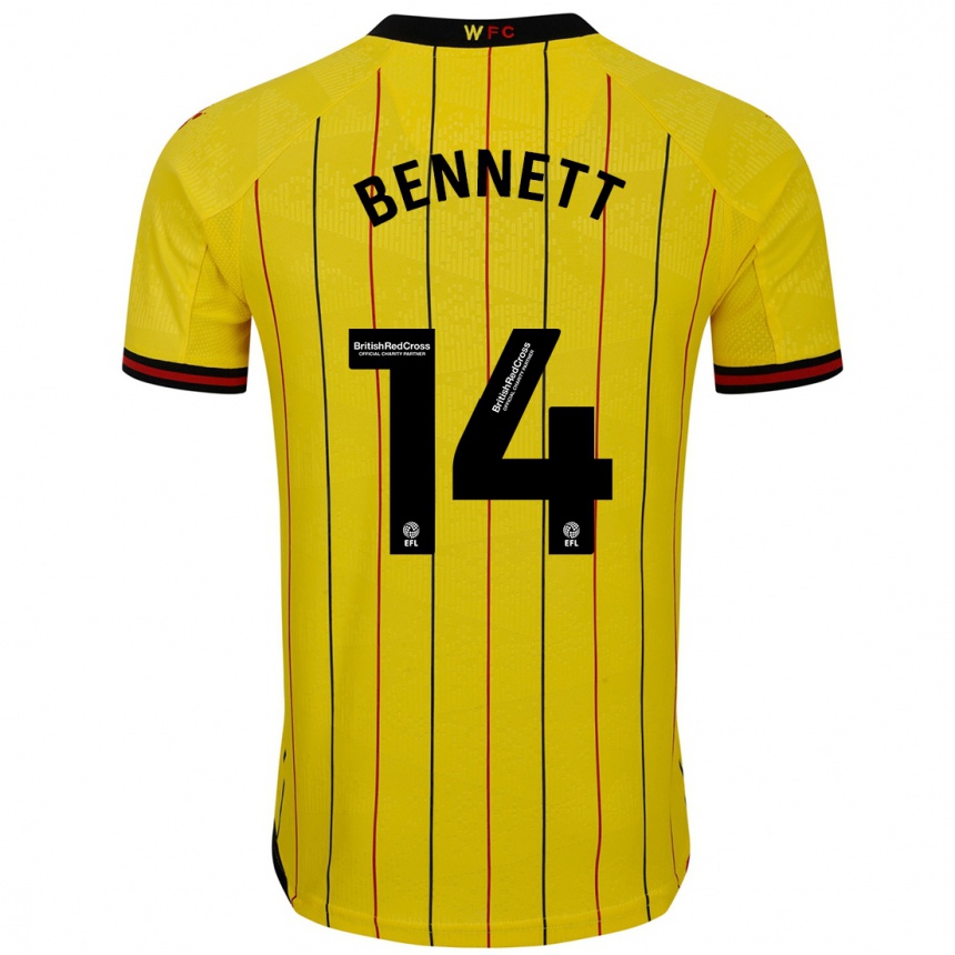 Kids Football Harley Bennett #14 Yellow Black Home Jersey 2024/25 T-Shirt Canada