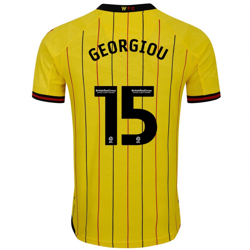 Kids Football Andria Georgiou #15 Yellow Black Home Jersey 2024/25 T-Shirt Canada