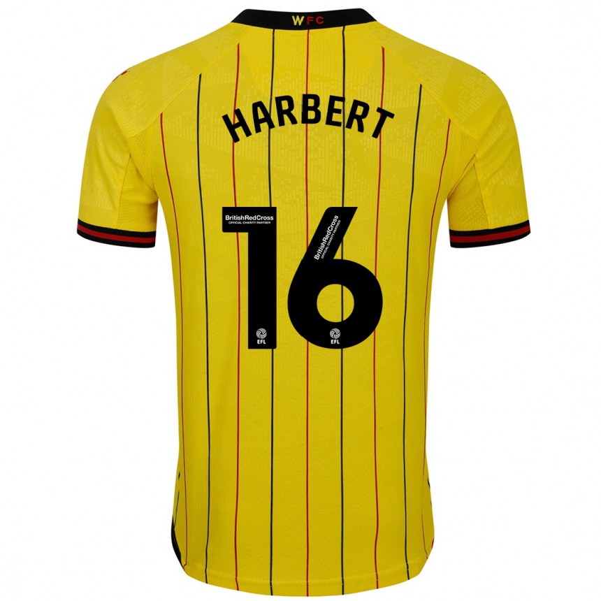 Kids Football Laila Harbert #16 Yellow Black Home Jersey 2024/25 T-Shirt Canada