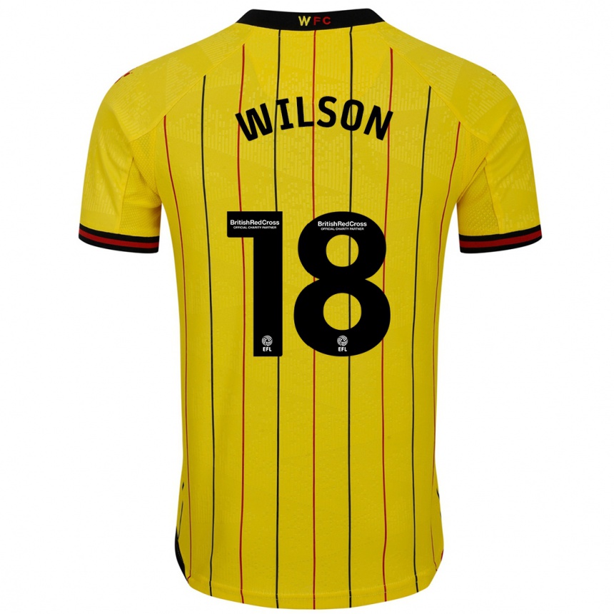 Kids Football Poppy Wilson #18 Yellow Black Home Jersey 2024/25 T-Shirt Canada