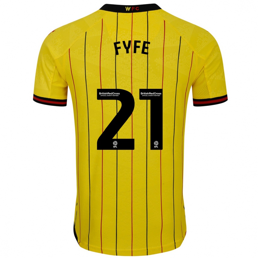 Kids Football Flo Fyfe #21 Yellow Black Home Jersey 2024/25 T-Shirt Canada