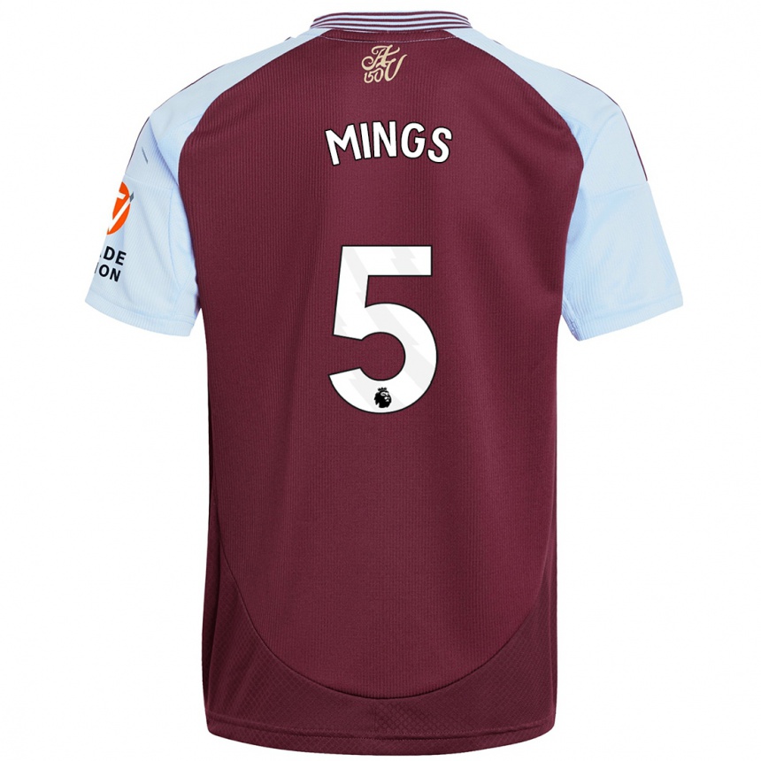 Enfant Football Maillot Tyrone Mings #5 Bordeaux Bleu Ciel Tenues Domicile 2024/25 Canada