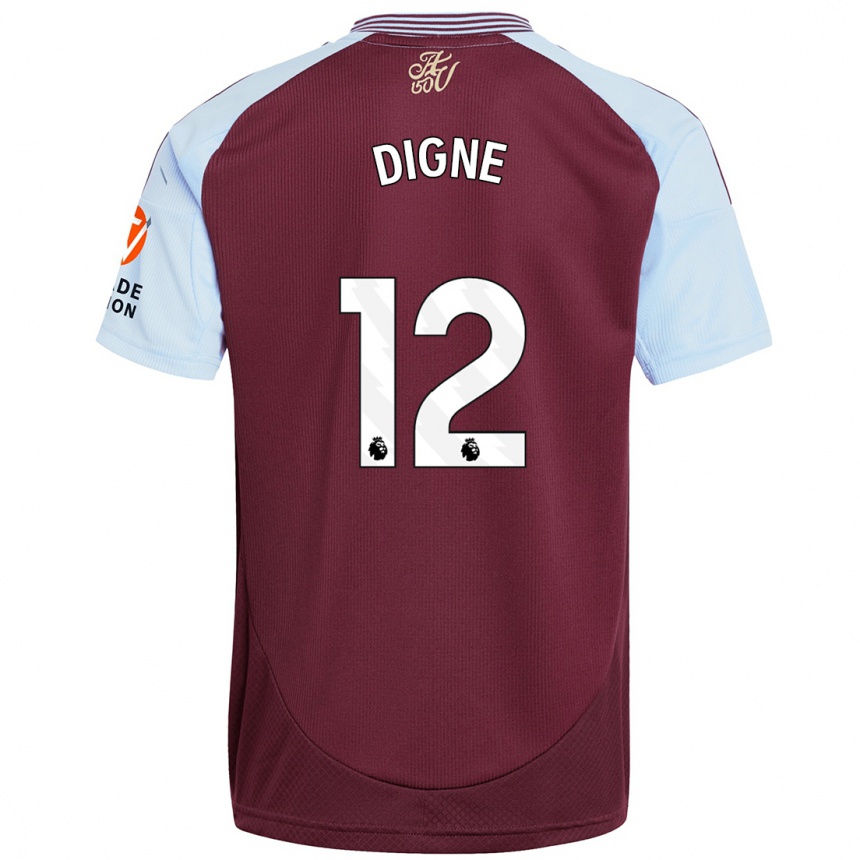 Kids Football Lucas Digne #12 Burgundy Sky Blue Home Jersey 2024/25 T-Shirt Canada