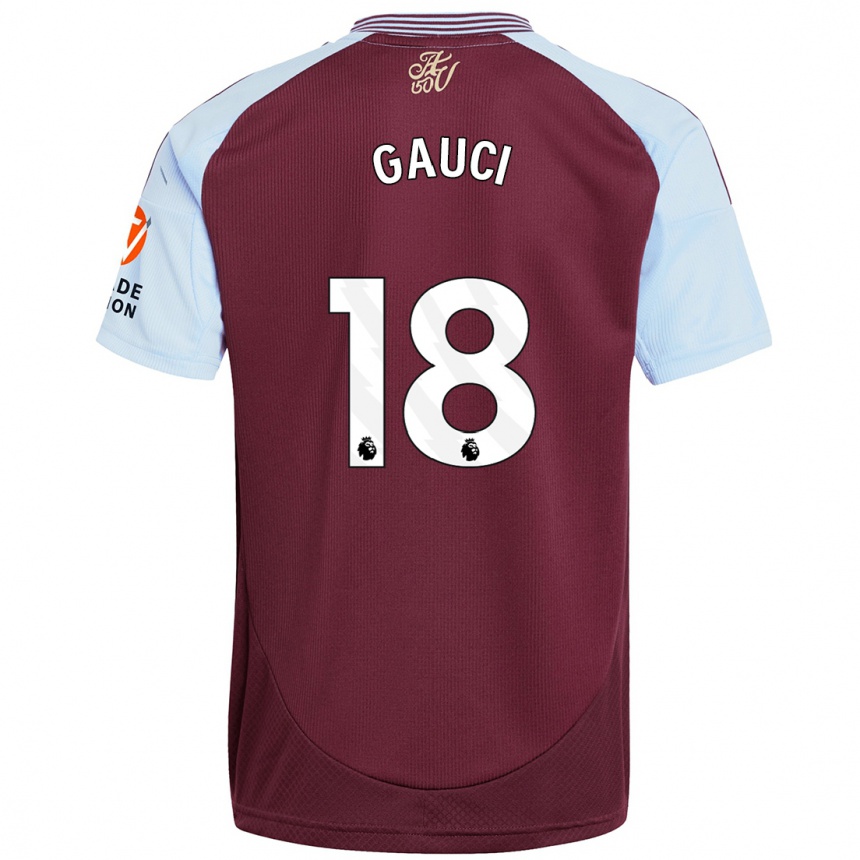 Enfant Football Maillot Joe Gauci #18 Bordeaux Bleu Ciel Tenues Domicile 2024/25 Canada