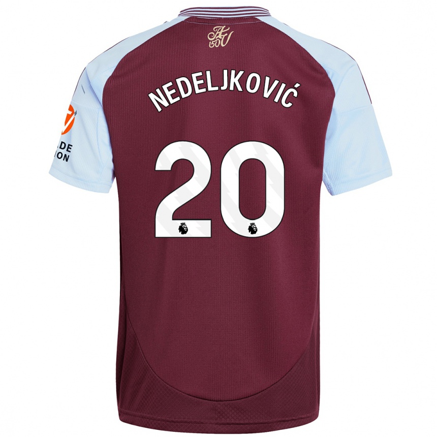 Enfant Football Maillot Kosta Nedeljkovic #20 Bordeaux Bleu Ciel Tenues Domicile 2024/25 Canada