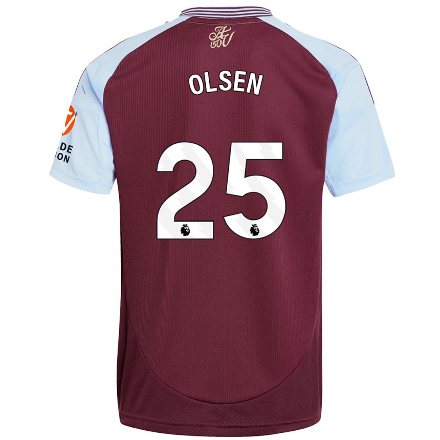 Kids Football Robin Olsen #25 Burgundy Sky Blue Home Jersey 2024/25 T-Shirt Canada