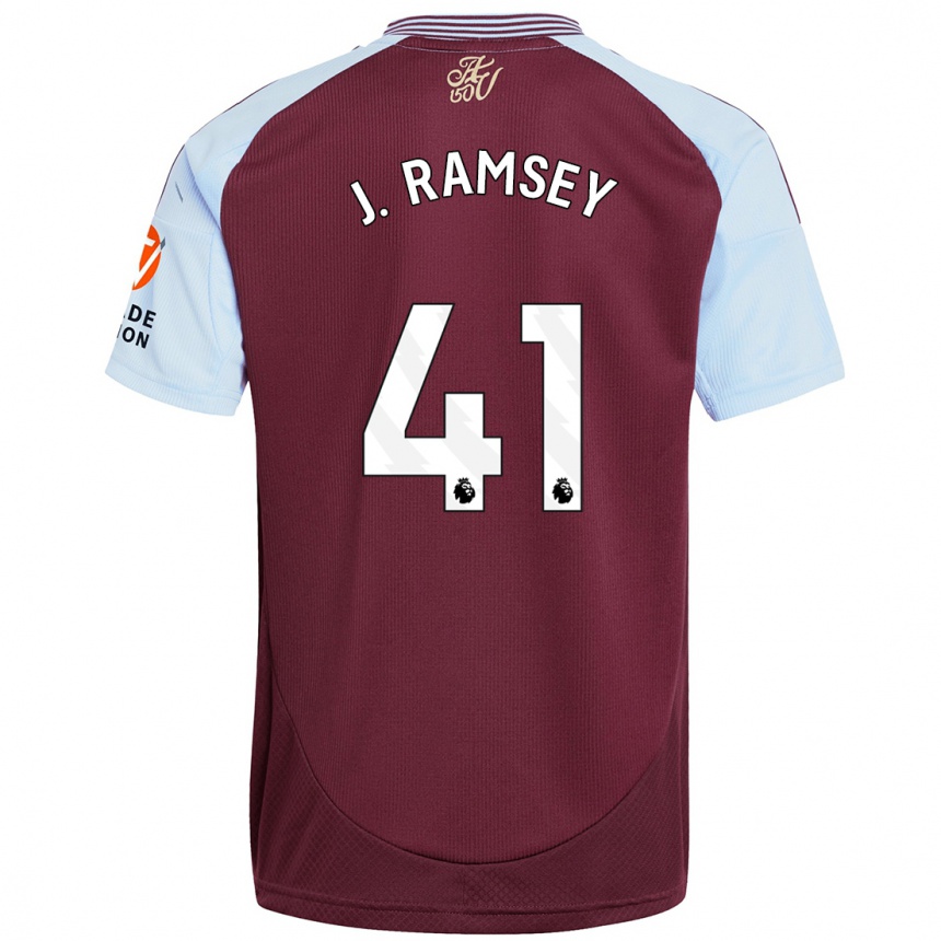 Kids Football Jacob Ramsey #41 Burgundy Sky Blue Home Jersey 2024/25 T-Shirt Canada