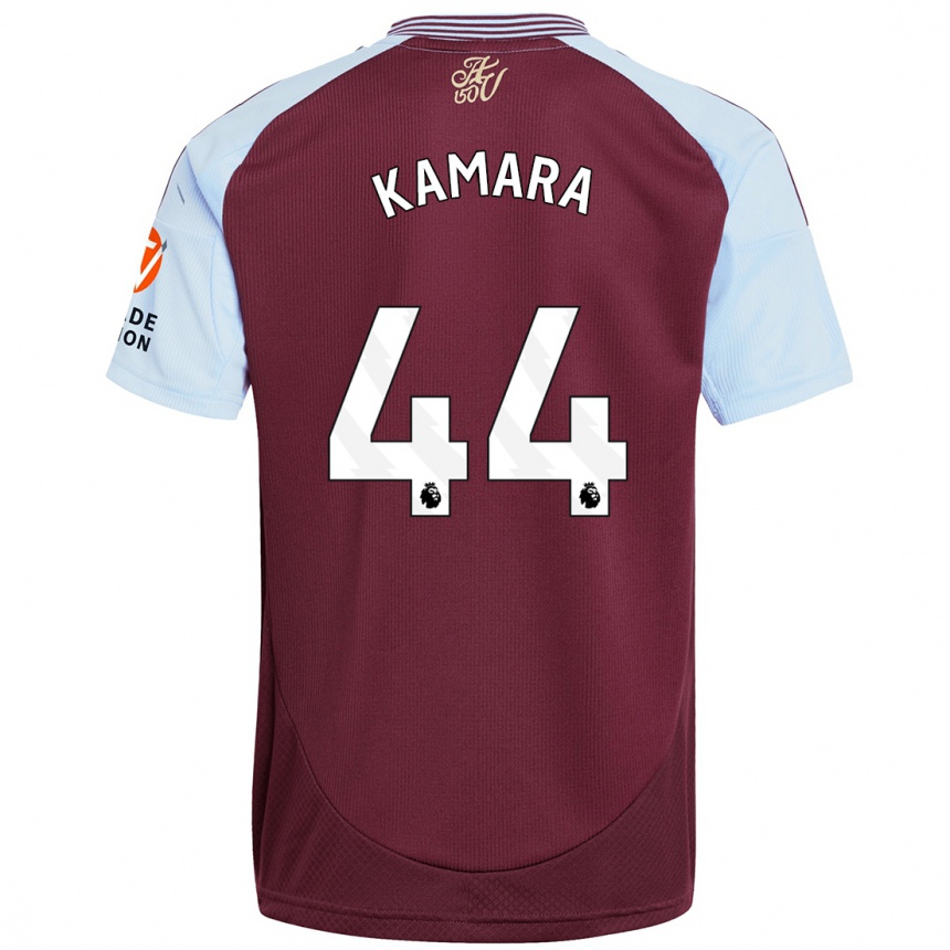 Kids Football Boubacar Kamara #44 Burgundy Sky Blue Home Jersey 2024/25 T-Shirt Canada