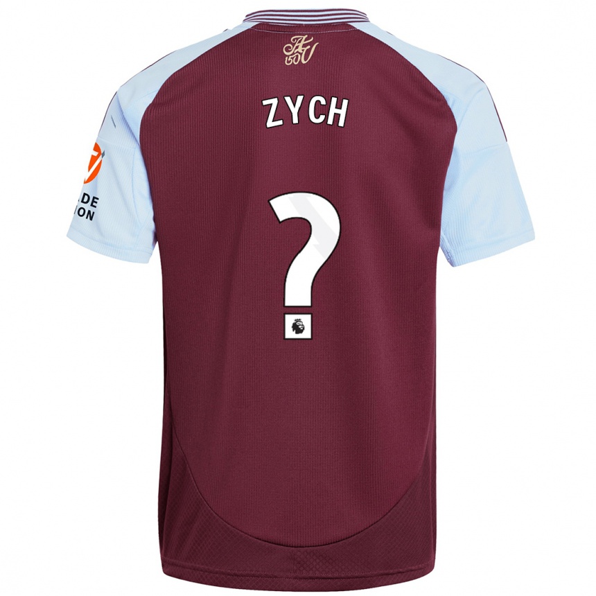 Kids Football Oliwier Zych #0 Burgundy Sky Blue Home Jersey 2024/25 T-Shirt Canada