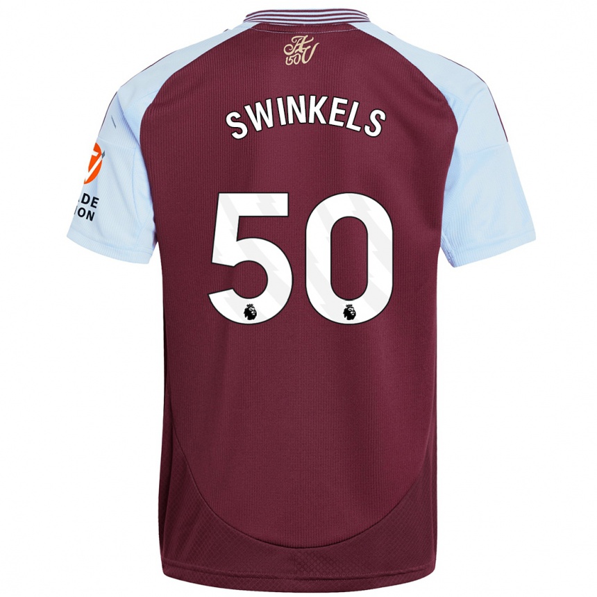 Kids Football Sil Swinkels #50 Burgundy Sky Blue Home Jersey 2024/25 T-Shirt Canada