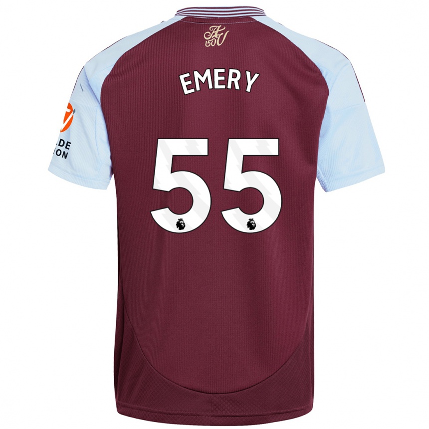 Kids Football Lander Emery #55 Burgundy Sky Blue Home Jersey 2024/25 T-Shirt Canada