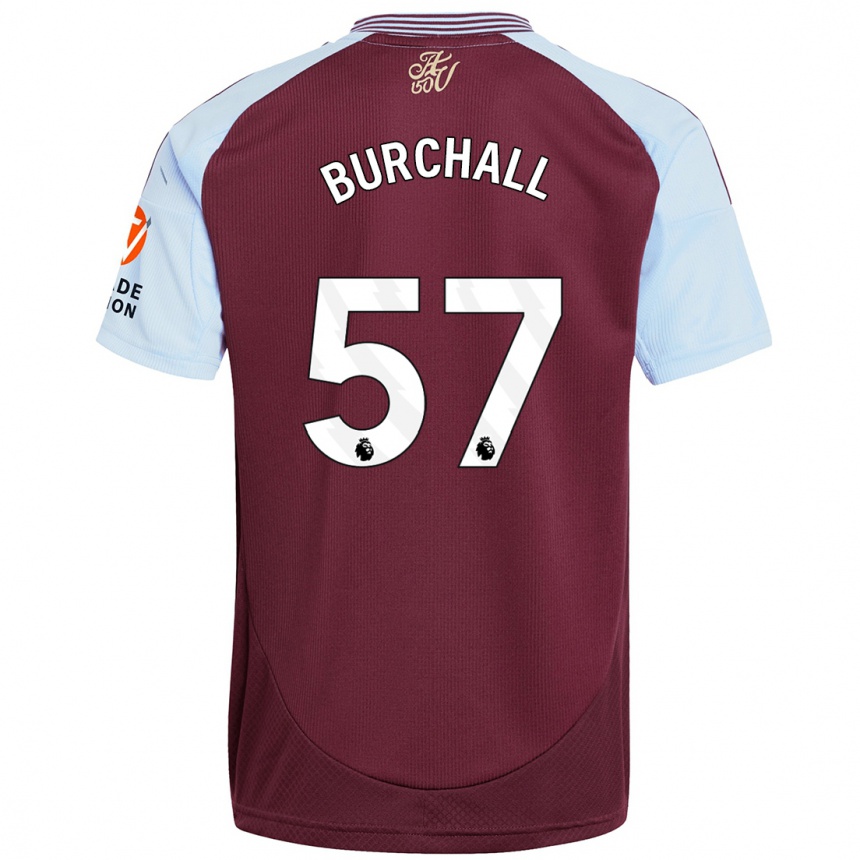 Kids Football Ajani Burchall #57 Burgundy Sky Blue Home Jersey 2024/25 T-Shirt Canada