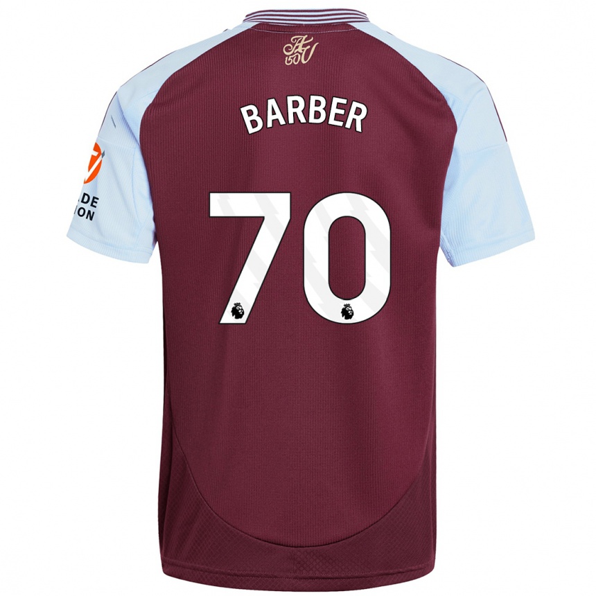 Kids Football Jayden Barber #70 Burgundy Sky Blue Home Jersey 2024/25 T-Shirt Canada