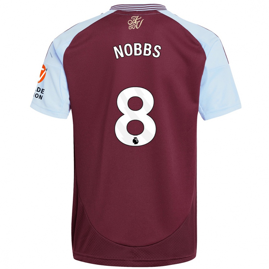 Kids Football Jordan Nobbs #8 Burgundy Sky Blue Home Jersey 2024/25 T-Shirt Canada