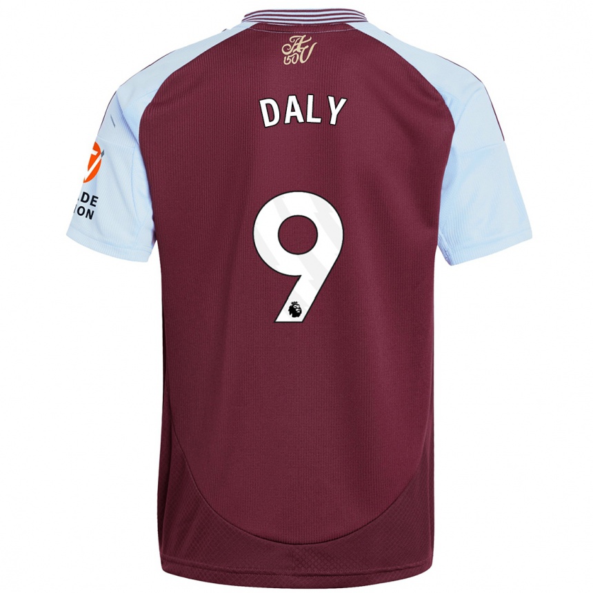 Kids Football Rachel Daly #9 Burgundy Sky Blue Home Jersey 2024/25 T-Shirt Canada