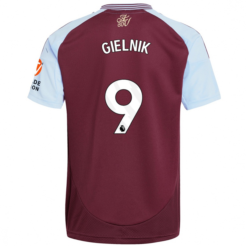 Kids Football Emily Gielnik #9 Burgundy Sky Blue Home Jersey 2024/25 T-Shirt Canada