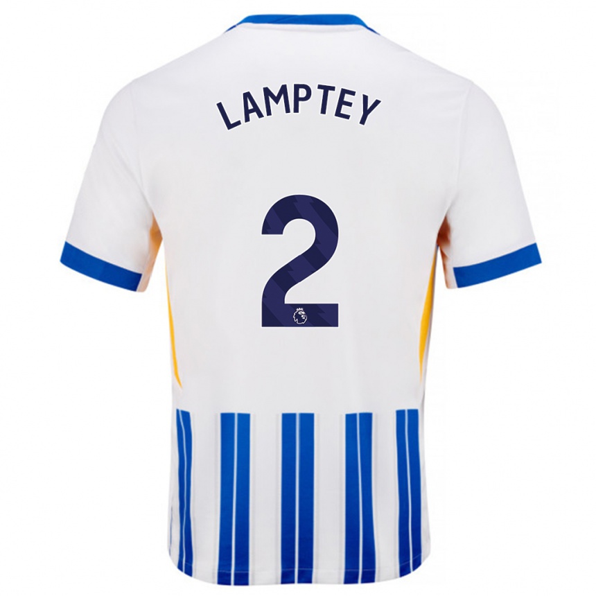 Enfant Football Maillot Tariq Lamptey #2 Blanc Bleu À Rayures Fines Tenues Domicile 2024/25 Canada