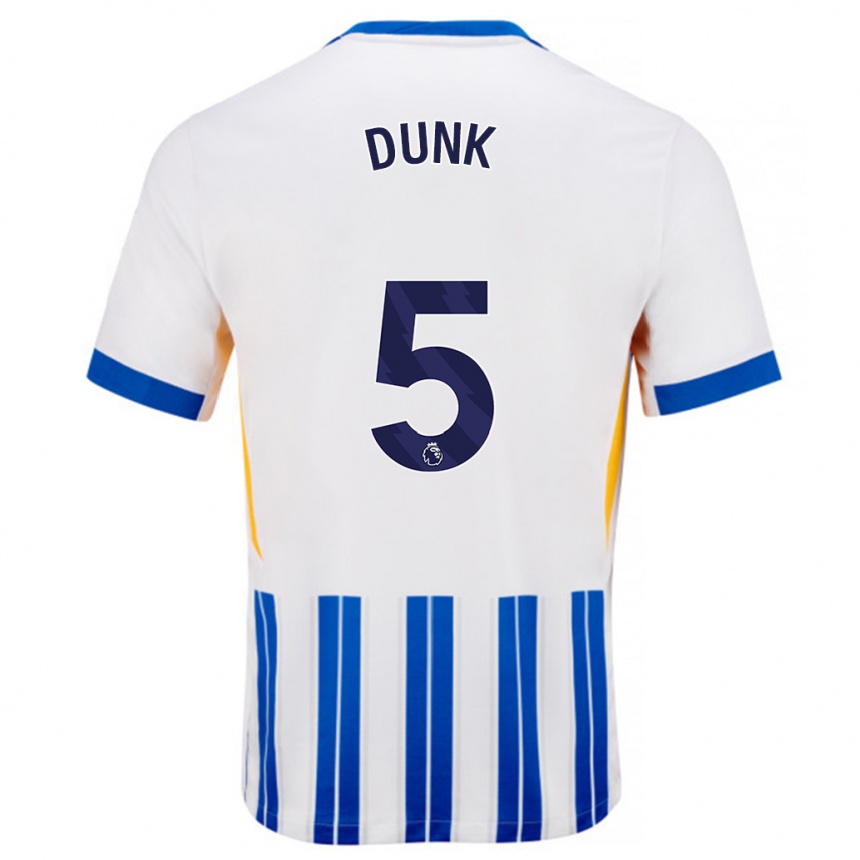 Enfant Football Maillot Lewis Dunk #5 Blanc Bleu À Rayures Fines Tenues Domicile 2024/25 Canada