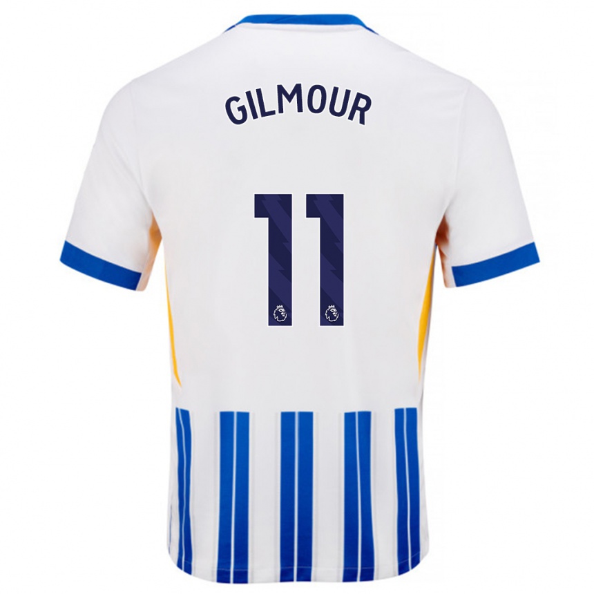 Enfant Football Maillot Billy Gilmour #11 Blanc Bleu À Rayures Fines Tenues Domicile 2024/25 Canada