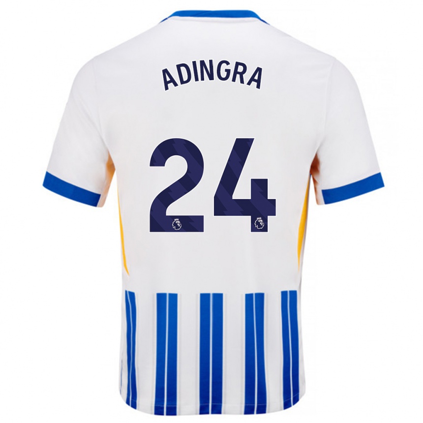 Enfant Football Maillot Simon Adingra #24 Blanc Bleu À Rayures Fines Tenues Domicile 2024/25 Canada