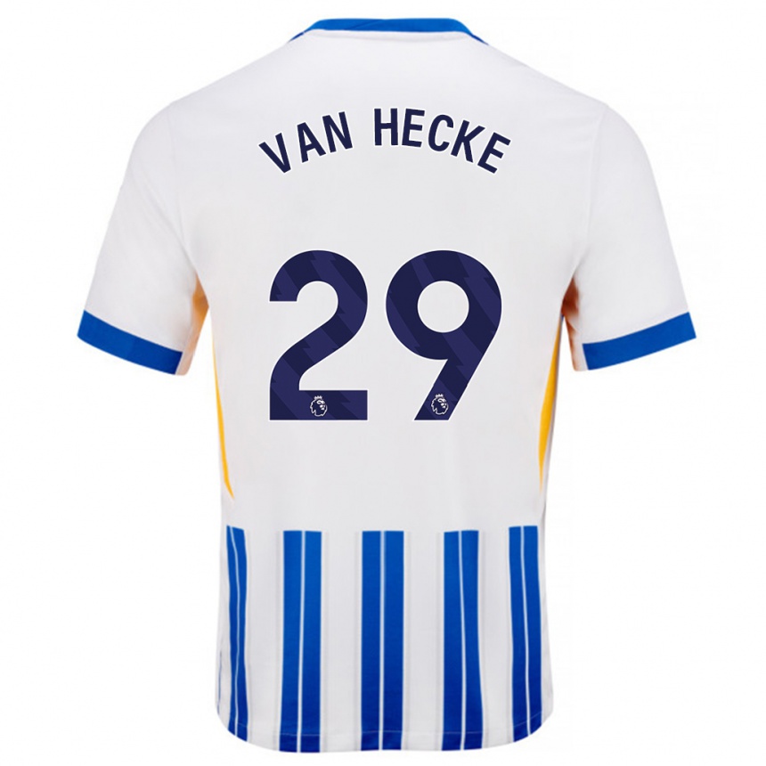 Enfant Football Maillot Jan Paul Van Hecke #29 Blanc Bleu À Rayures Fines Tenues Domicile 2024/25 Canada