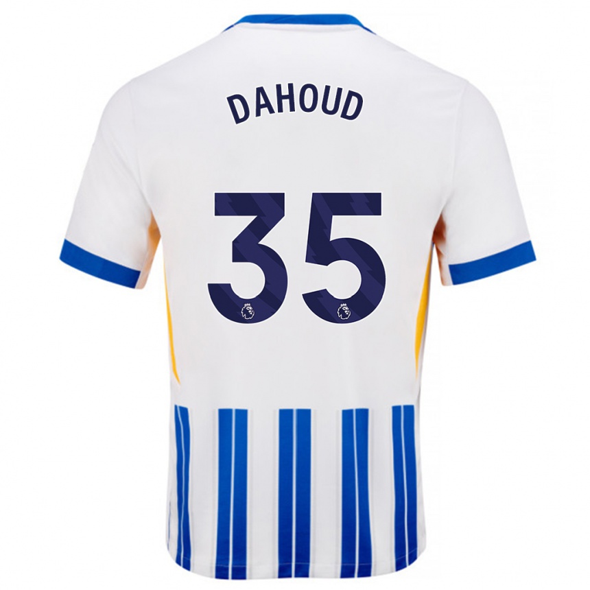 Enfant Football Maillot Mahmoud Dahoud #35 Blanc Bleu À Rayures Fines Tenues Domicile 2024/25 Canada