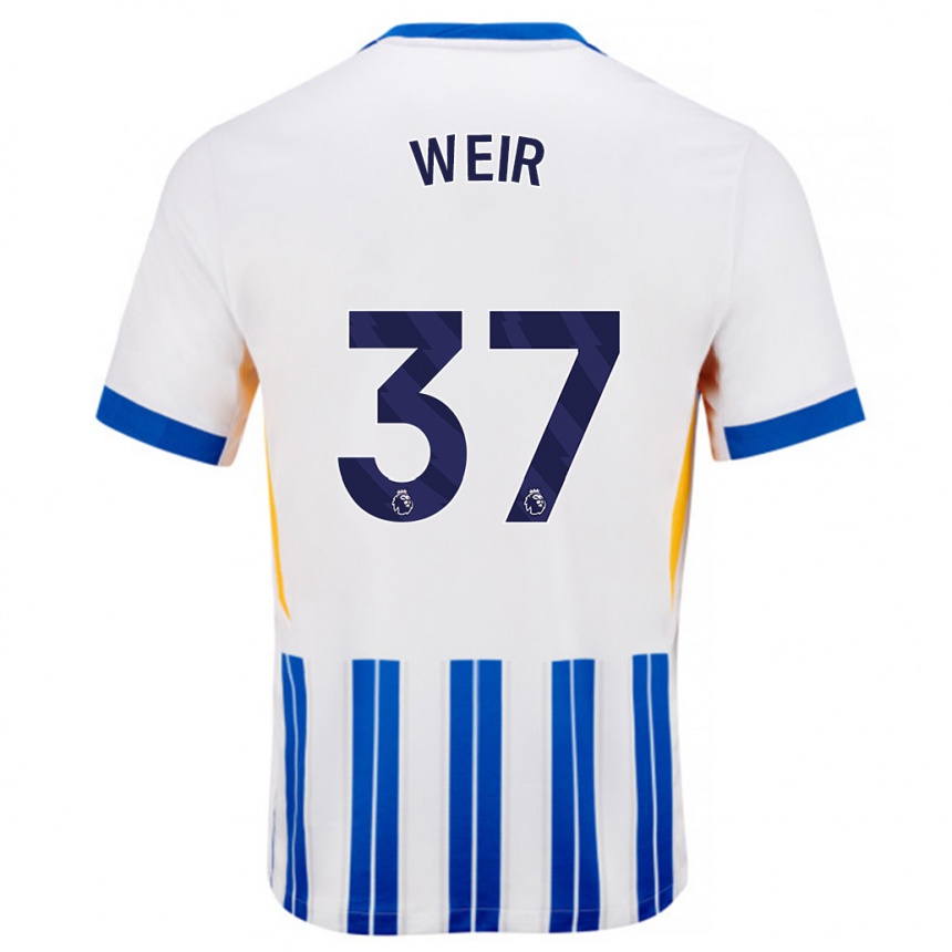 Kids Football Jensen Weir #37 White Blue Pinstripes Home Jersey 2024/25 T-Shirt Canada