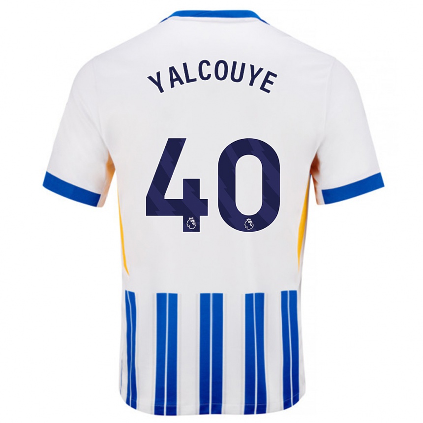 Kids Football Malick Junior Yalcouyé #40 White Blue Pinstripes Home Jersey 2024/25 T-Shirt Canada