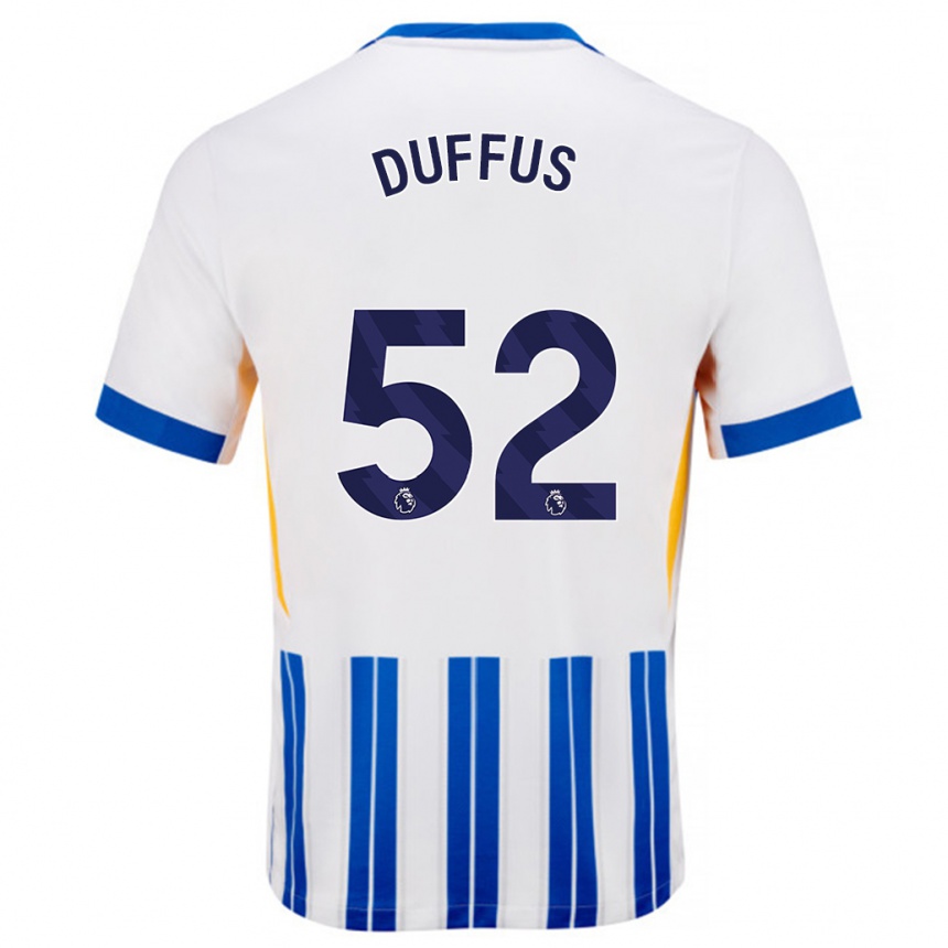 Kids Football Josh Duffus #52 White Blue Pinstripes Home Jersey 2024/25 T-Shirt Canada