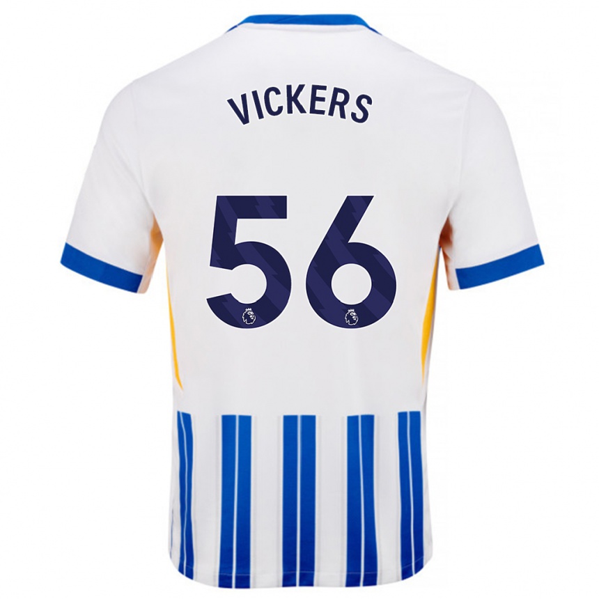 Kids Football Caylan Vickers #56 White Blue Pinstripes Home Jersey 2024/25 T-Shirt Canada