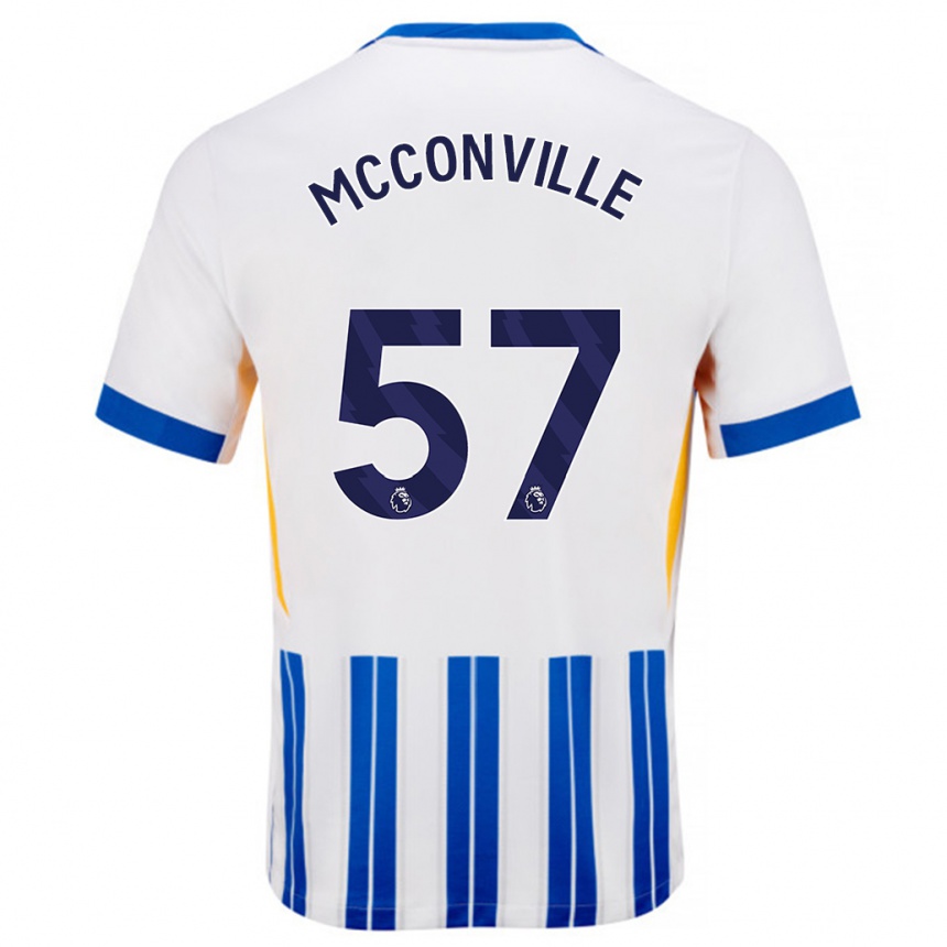 Enfant Football Maillot Ruairi Mcconville #57 Blanc Bleu À Rayures Fines Tenues Domicile 2024/25 Canada