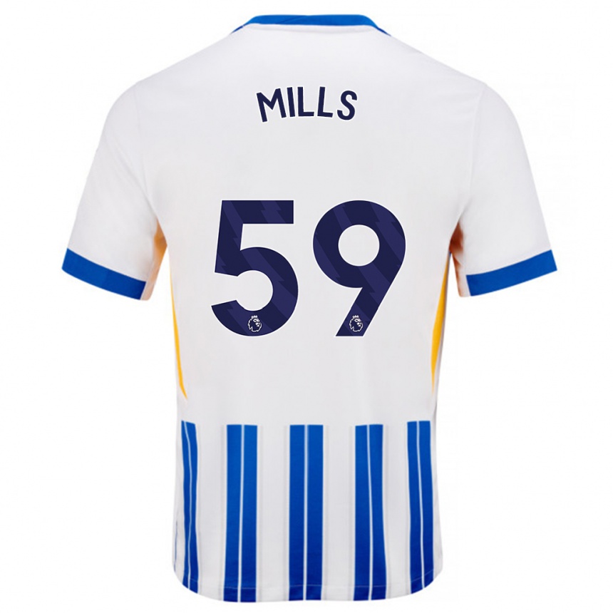 Kids Football Harry Mills #59 White Blue Pinstripes Home Jersey 2024/25 T-Shirt Canada