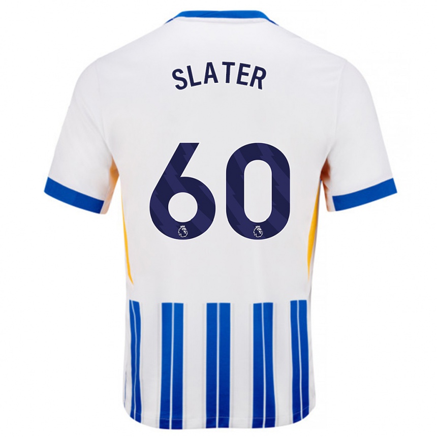 Enfant Football Maillot Jacob Slater #60 Blanc Bleu À Rayures Fines Tenues Domicile 2024/25 Canada