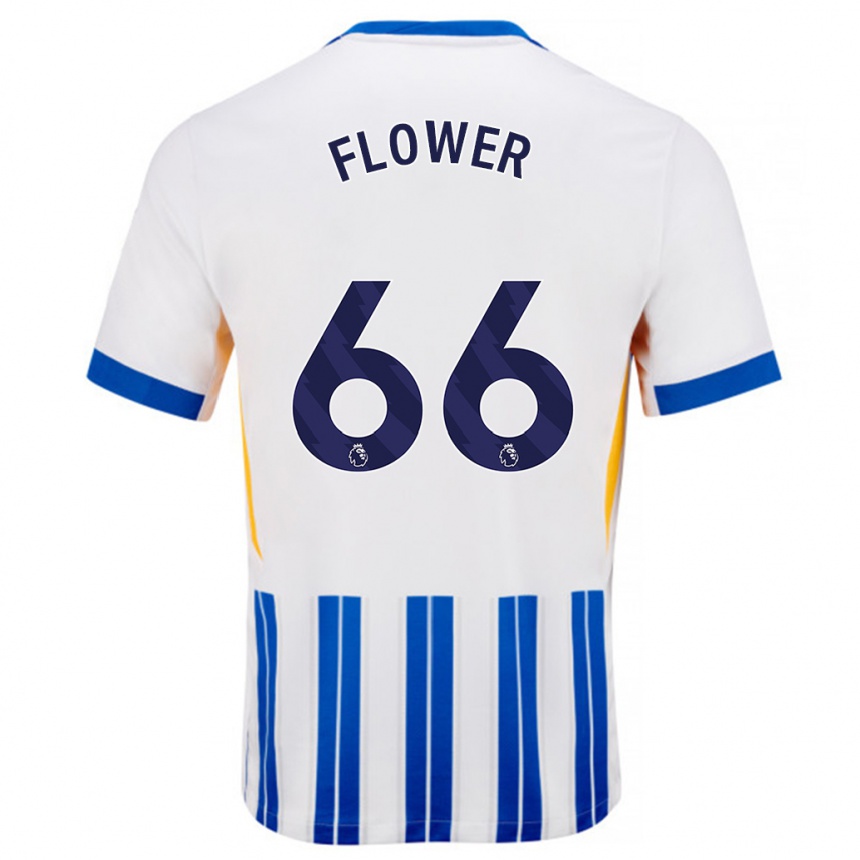 Enfant Football Maillot Louis Flower #66 Blanc Bleu À Rayures Fines Tenues Domicile 2024/25 Canada