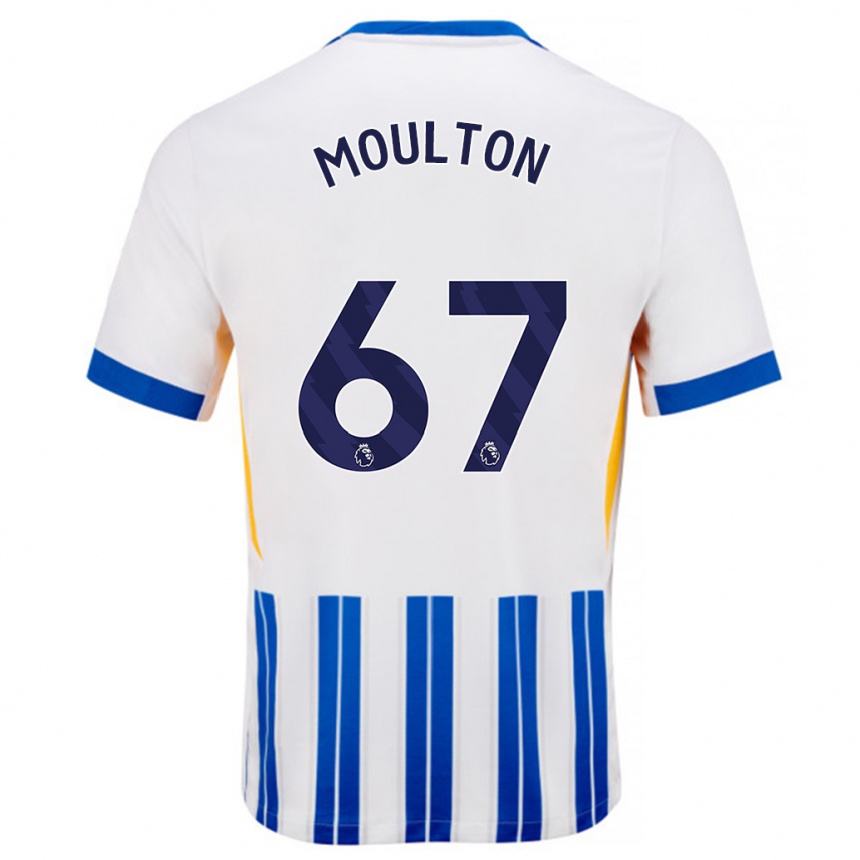 Kids Football Remeiro Moulton #67 White Blue Pinstripes Home Jersey 2024/25 T-Shirt Canada