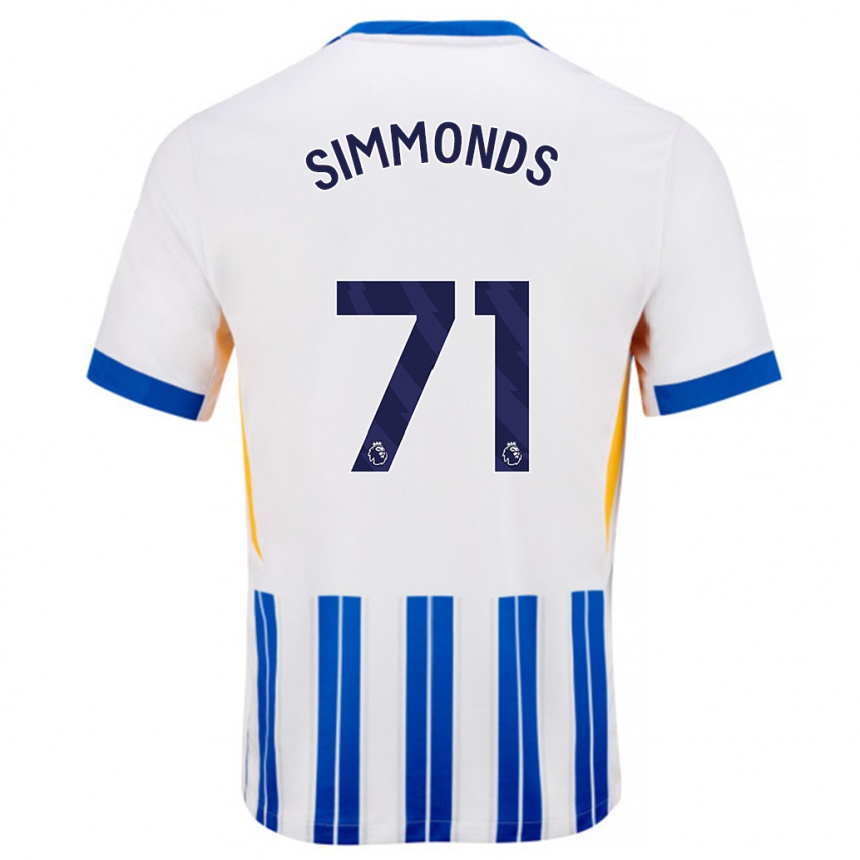 Kids Football Freddie Simmonds #71 White Blue Pinstripes Home Jersey 2024/25 T-Shirt Canada