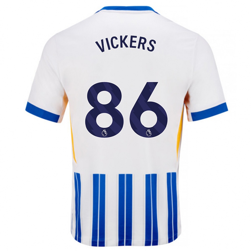 Kids Football Jacob Vickers #86 White Blue Pinstripes Home Jersey 2024/25 T-Shirt Canada