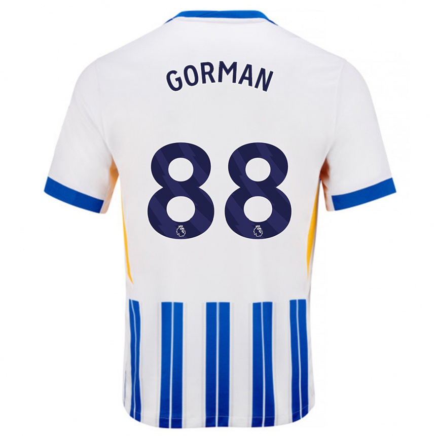 Enfant Football Maillot Ronnie Gorman #88 Blanc Bleu À Rayures Fines Tenues Domicile 2024/25 Canada