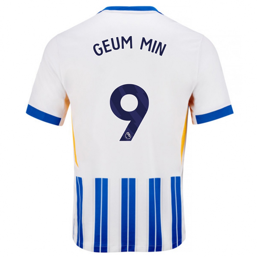 Kids Football Lee Geum-Min #9 White Blue Pinstripes Home Jersey 2024/25 T-Shirt Canada