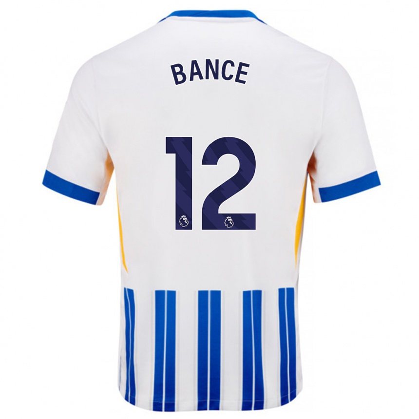 Enfant Football Maillot Libby Bance #12 Blanc Bleu À Rayures Fines Tenues Domicile 2024/25 Canada