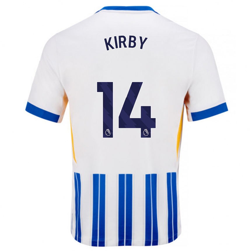 Enfant Football Maillot Fran Kirby #14 Blanc Bleu À Rayures Fines Tenues Domicile 2024/25 Canada